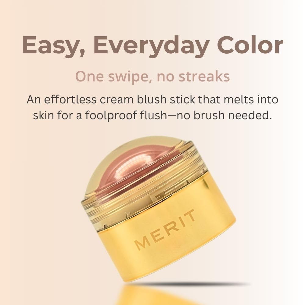 MERIT Flush Balm Cream Blush - Archival Cool Mauve | Hydrating Radiant Cheek & Lip Tint Stick with Vitamin E | Lightweight, Buildable, Vegan &