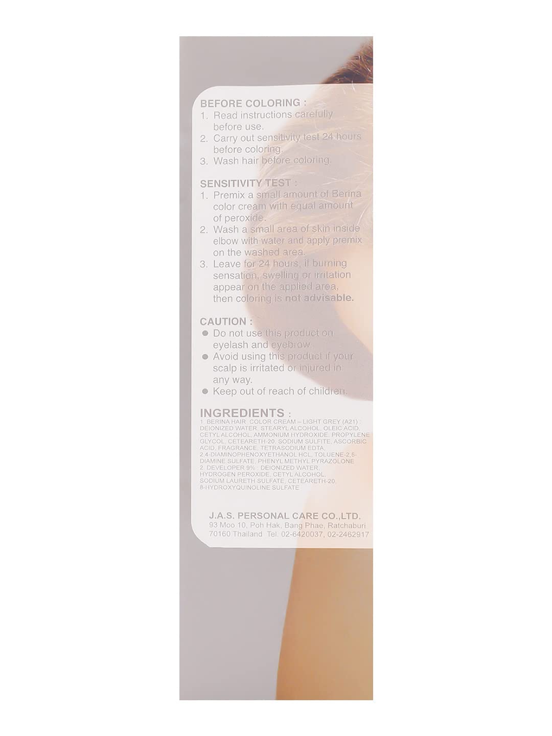 Berina A21 Light Grey Silver Permanent Hair Dye Color Cream Unisex - Punk Style Beauty & Personal Care Berina
