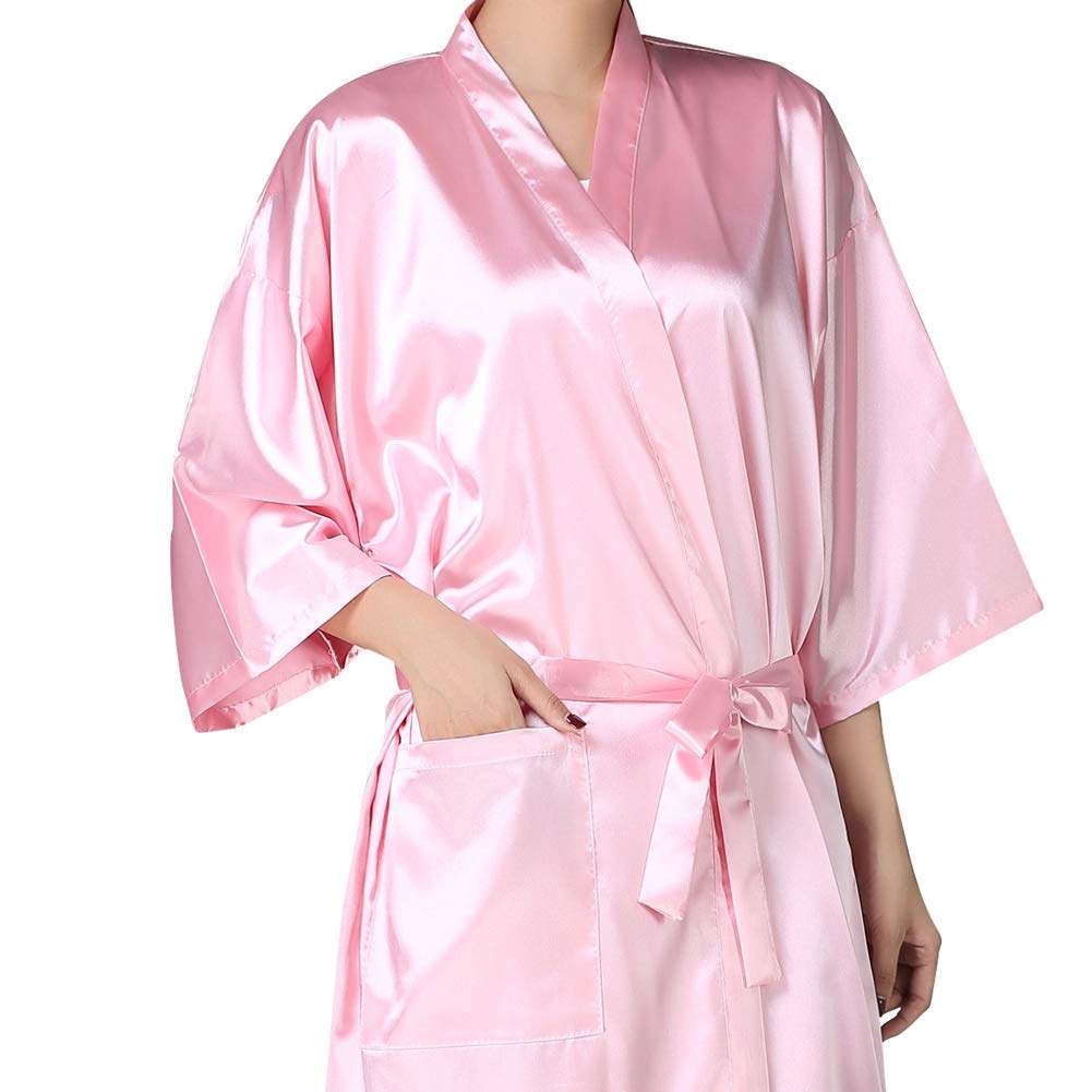 KAHOT Salon Client Gown Robe Cape Imitation Silk Hair Color Barber Smock Kimono Style Hairdressing Dress Beauty SPA Hotel Bathrobe Guest Clothes Beauty & Personal Care KAHOT