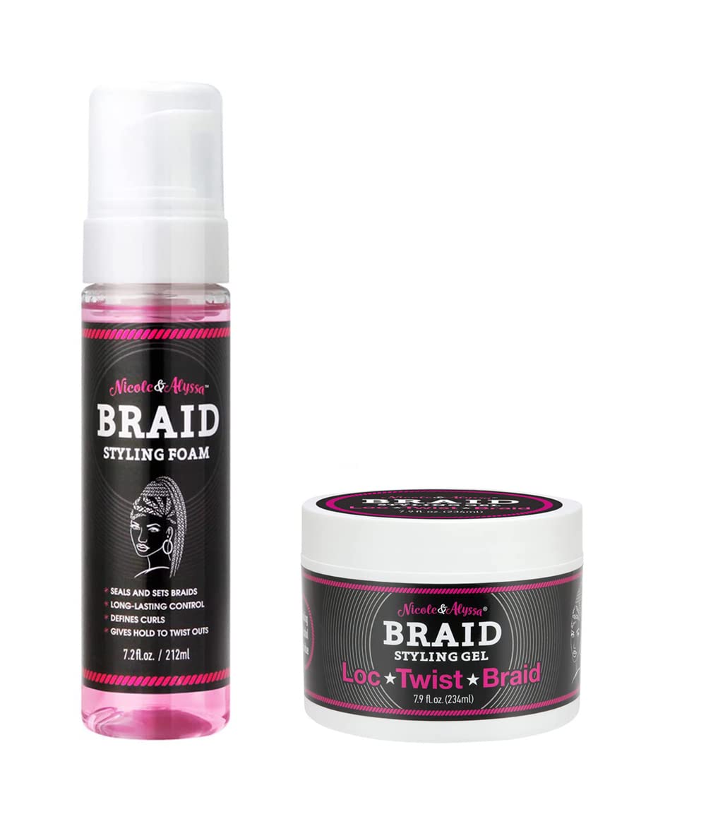 Nicole & Alyssa - Braid Foam and Loc/Twist Gel Combo (7.2oz Foam + 7.9oz Gel) Beauty & Personal Care Nicole & Alyssa