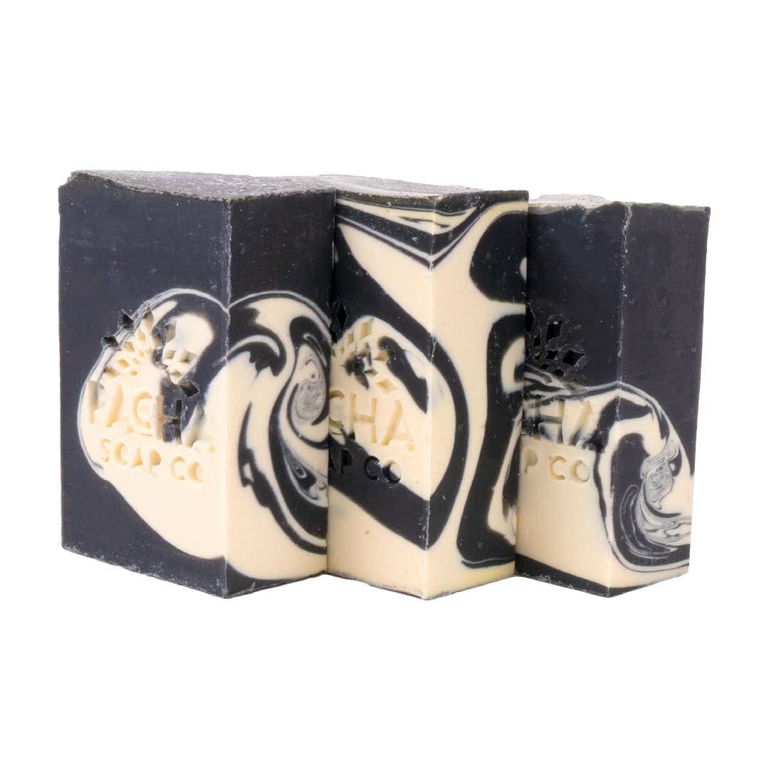 Pacha Soap Co. Bar Soap, Charcoal, 3-Pack (4 oz ea) - Premium, Handcrafted, Hydrating, Natural Face Wash, Hand Cleanser, Body Wash, Soothing Essential Beauty & Personal Care Pacha Soap Co