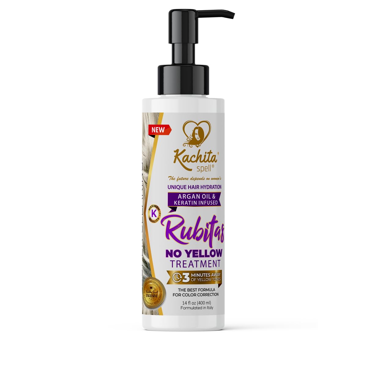 Kachita Spell Purple Toning Shampoo ConditionerTreatment Balance No Yellow Tone Correcting, Blonde Gray Hair, Eliminates Brassy and Yellow 350ml Made Beauty & Personal Care Kachita Spell