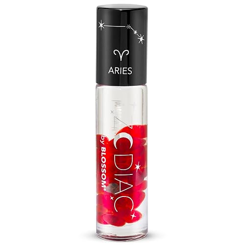 Blossom Lip Gloss Zodiac Sign Vanilla Scented Roll-On Lip Gloss, Moisturizing + Hydrating with Zodiac Crystals, Made in USA, 0.20oz, Aries Beauty & Personal Care Blossom