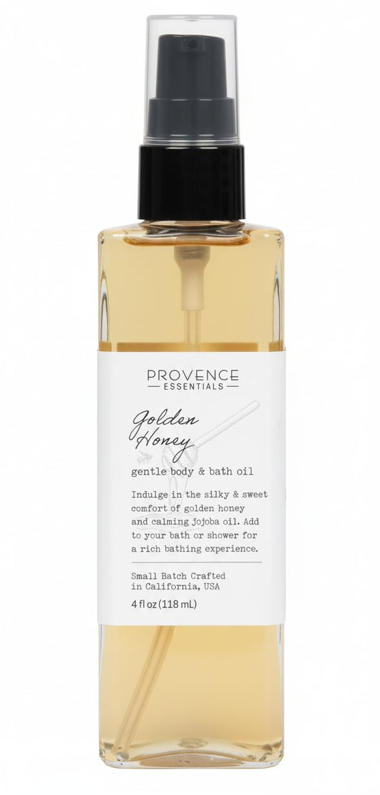 PROVENCE ESSENTIALS Golden Honey Body and Bath Oil, 4 fl oz - Moisturizing Body Oil with Jojoba and Honey, Natural Skin Hydration Beauty and Personal Care PROVENCE ESSENTIALS