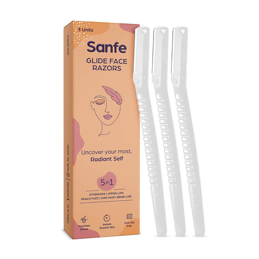 Sanfe Glide Reusable Face & Eyebrow Razor For Women - For Safe & Painfree Facial Hair Removal - Pack of 1 (3pcs) - Razor for Face, Eyebrows, Upper Beauty and Personal Care Sanfe