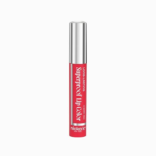 NICKA K NEW YORK Superproof Long-Lasting Lip Color, High Performance, Full Pigment, Glossy Finish (Cherry Red) Beauty & Personal Care NICKA K NEW YORK