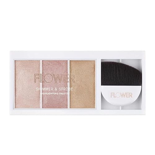 FLOWER Beauty By Drew Barrymore Shimmer + Strobe Highlighting Palette - Glowing Bronzer Powder Kit For Face + Blendable Coverage - Skintones + 3 Beauty & Personal Care FLOWER BEAUTY