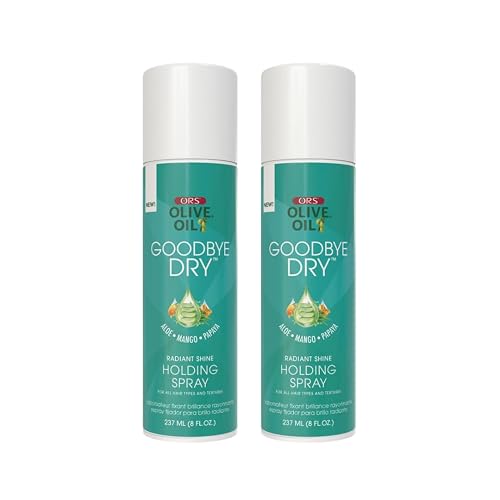 ORS Olive Oil Goodbye Dry Radiant Shine Holding Spray with Aloe, Mango & Papaya, Hydration & Nourishing for all Hair Types and Textures 8 Ounces (Pack Beauty & Personal Care ORS