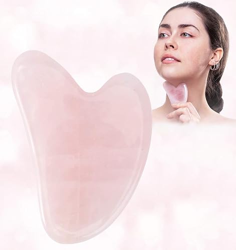 Gua Sha Massage Tool - 100% Natural Rose Quartz Heart Shape Jade Gua Sha Facial Tools for SPA Acupuncture Therapy Trigger Point Treatment, Gua Sha Beauty & Personal Care YY-INNOV