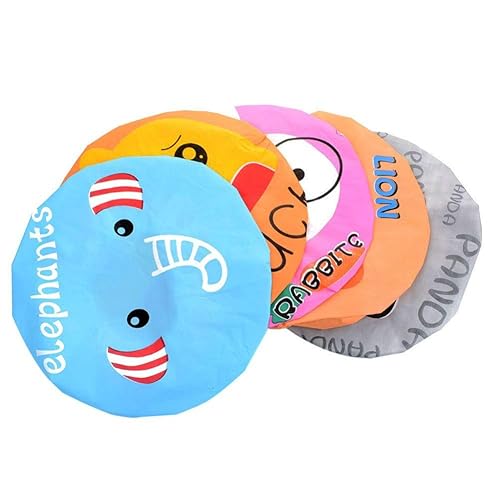 Aysekone 5 Pieces Cartoon Animals Waterproof Elastic PEVA Shower Caps Bath Caps Bathing Bathroom Hats Bathroom Accessories for Women and Girls Beauty & Personal Care Aysekone