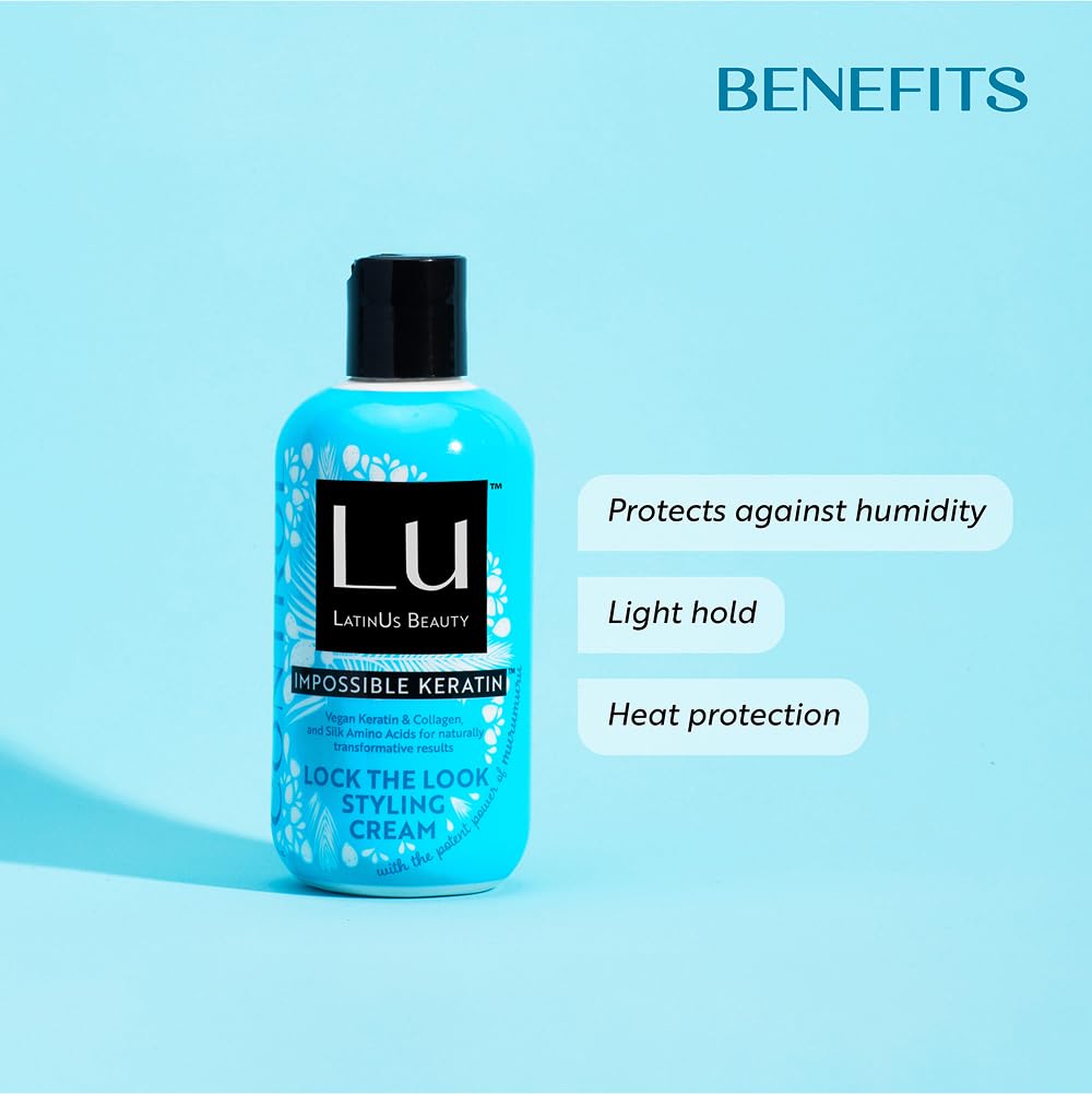 Lu by LatinUs Beauty Control Lock the Look Styling Cream Anti-Frizz Heat Protection Tame & Sleek for Frizzy, Hard to Manage Hair (8 oz)