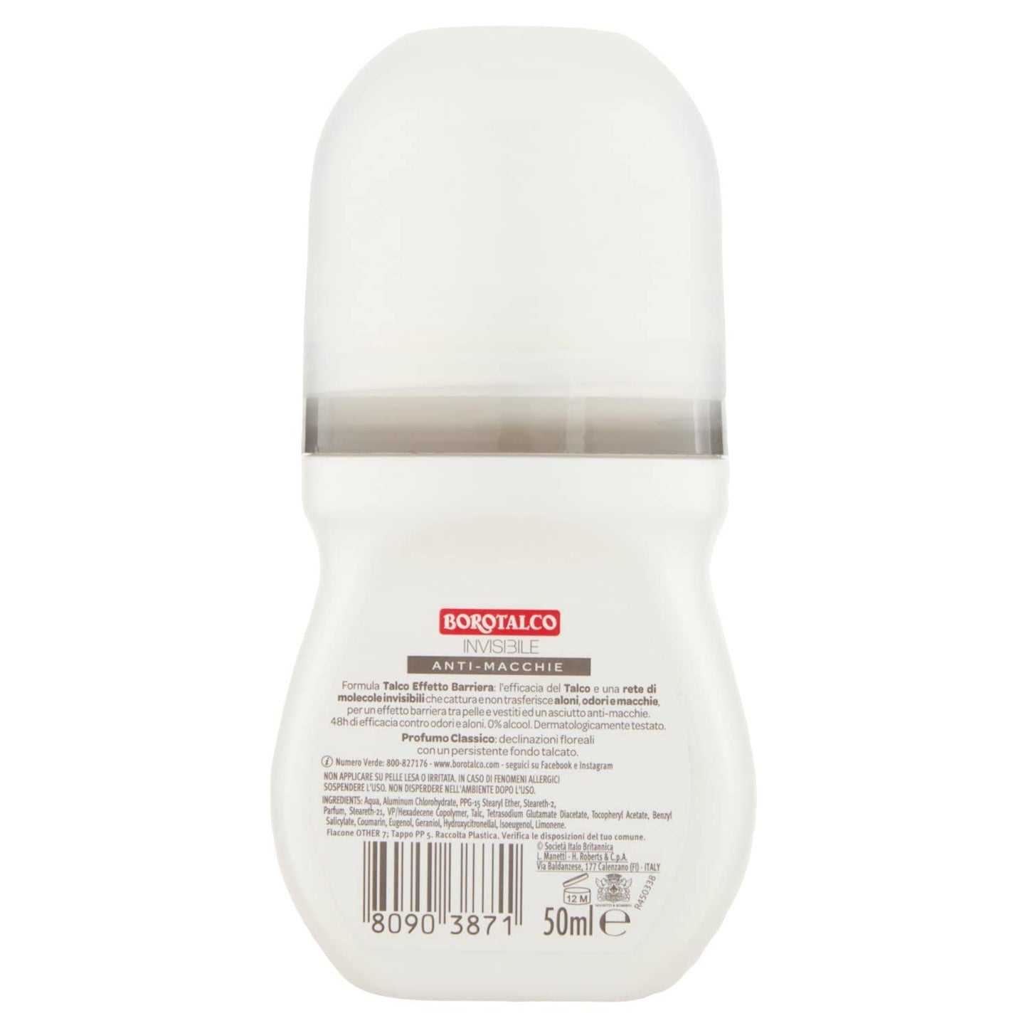 Borotalco Deo ROll-On Invisible Talc Barrier Effect 50 ml, 1.6 Fl Oz made in Italy [italian import] Beauty and Personal Care Borotalco