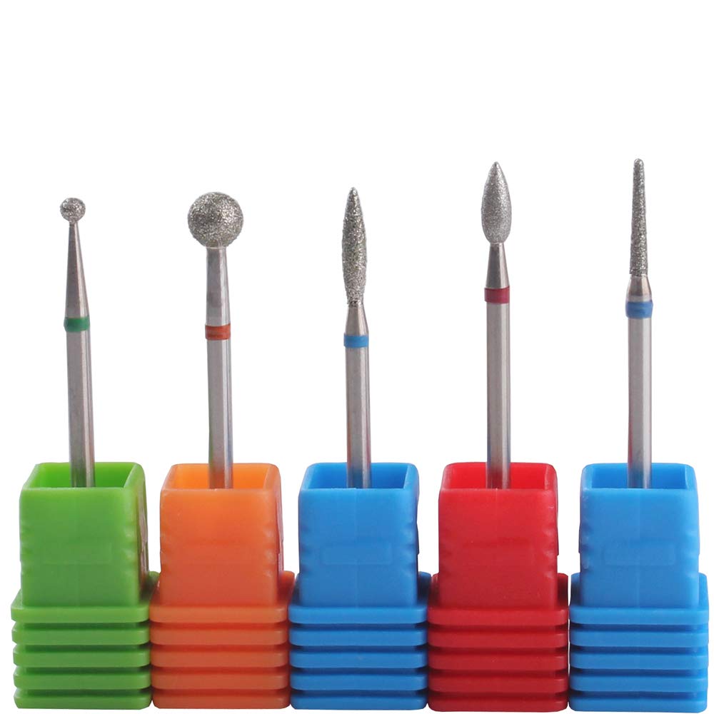 MZCMSL Diamond Cuticle Nail Drill Bits,5pcs Russian Manicure Drill Bits(Ball/Flame/Needle),3/32 Shank Cuticle Remover Bit Kit Beauty & Personal Care MZCMSL