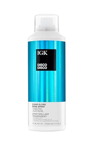IGK Disco Disco Clear Gloss Shine Spray | Weightless Glassy Shine with a Soft Non-Greasy Finish | UV Protection Finishing Spray | 5.3 Oz Beauty & Personal Care IGK