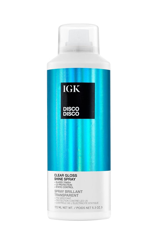 IGK Disco Disco Clear Gloss Shine Spray | Weightless Glassy Shine with a Soft Non-Greasy Finish | UV Protection Finishing Spray | 5.3 Oz Beauty & Personal Care IGK