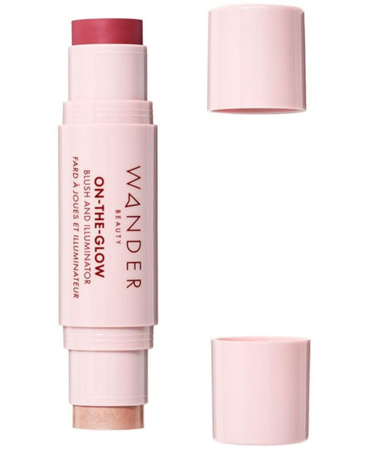 "Wander Beauty On-the-Glow Blush and Illuminator - Strawberry Fields/Nude Glow - 7-in-1 Hydrating Cream Blush & Highlighting Stick - Highlighter