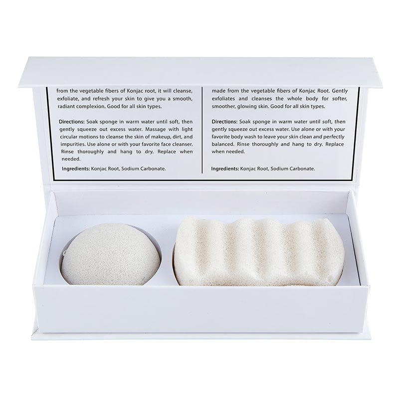 Bella Sleep + Spa Facial & Body Exfoliating Boxed Konjac Sponge Set, 2-Pieces, White Beauty and Personal Care Bella Sleep + Spa