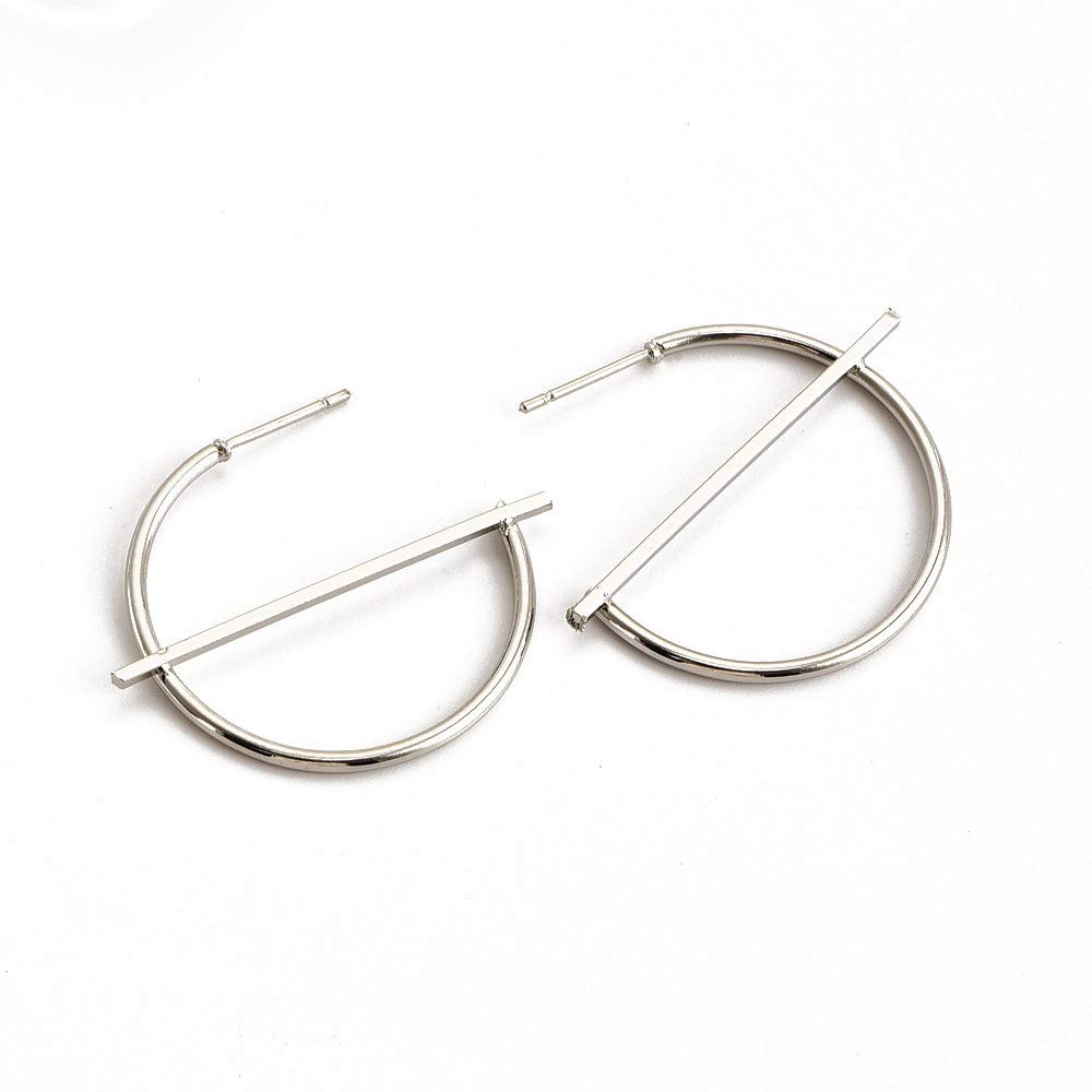 DoubleNine Hoop Earrings Boho Circle Silver Geometric Earrings Stud Wedding Bridal Jewelry for Women Girls (silver) Beauty & Personal Care Doubnine