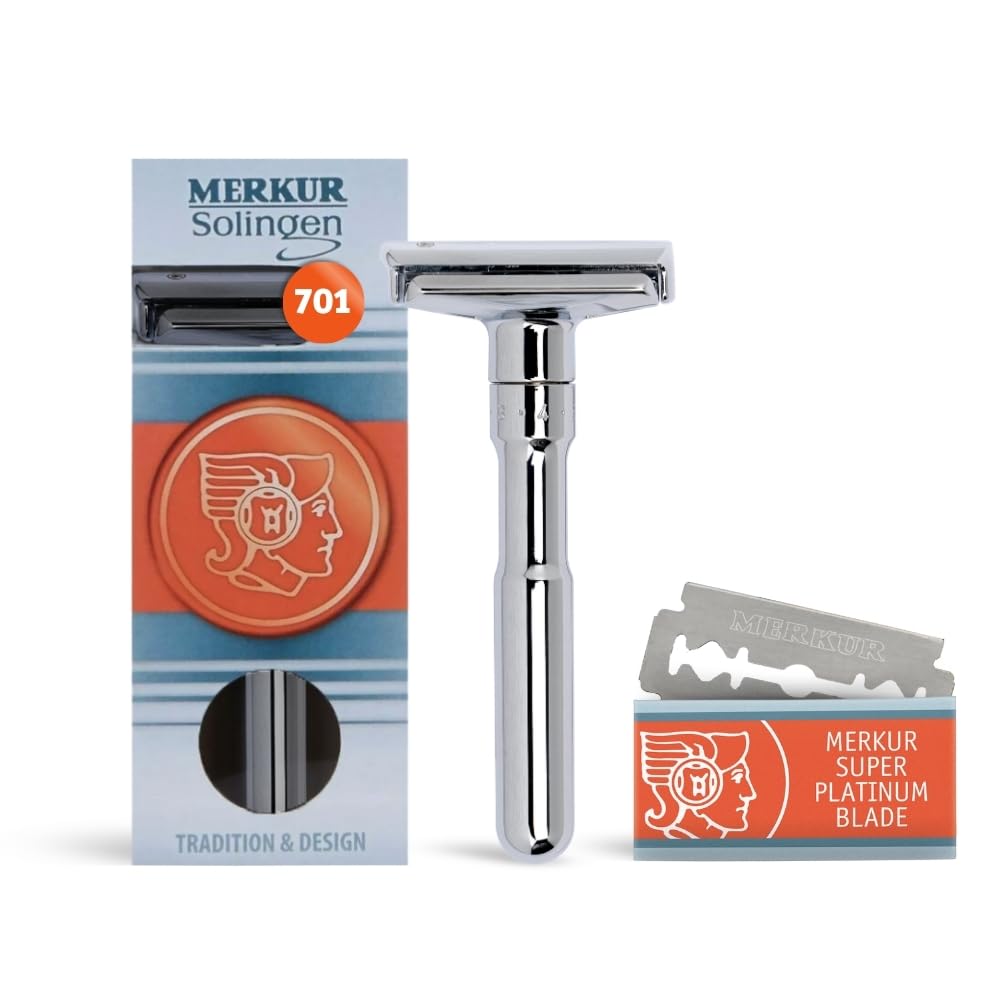 MERKUR FUTUR 701 Adjustable Double Edge Safety Razor - Bright Chrome - Adjustable Razor With Dial - Made in Germany - Plastic-Free - Snap-On Cap Beauty and Personal Care MERKUR