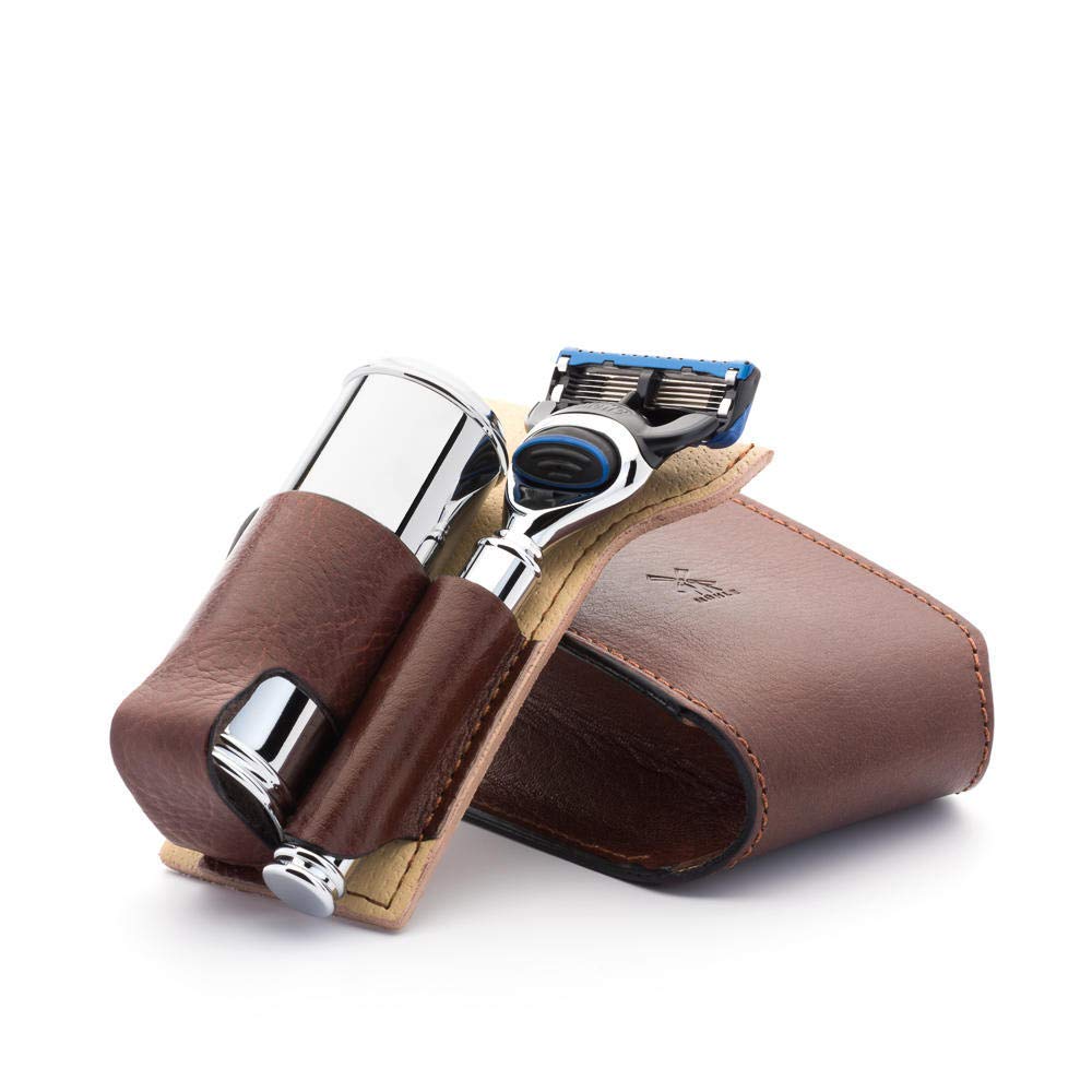 MÜHLE Travel Florentine Leather Silvertip Fibre 5-Blade Razor Luxury Shaving Kit Beauty and Personal Care MÜHLE
