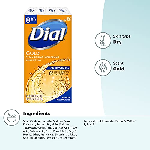 Dial Antibacterial Bar Soap, Gold, 32 Bars, 8 Count (Pack of 4) Beauty & Personal Care Dial