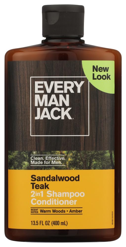 Every Man Jack Daily Shampoo+Conditioner for All hair types, Sandalwood, 13.5 Fluid Ounce