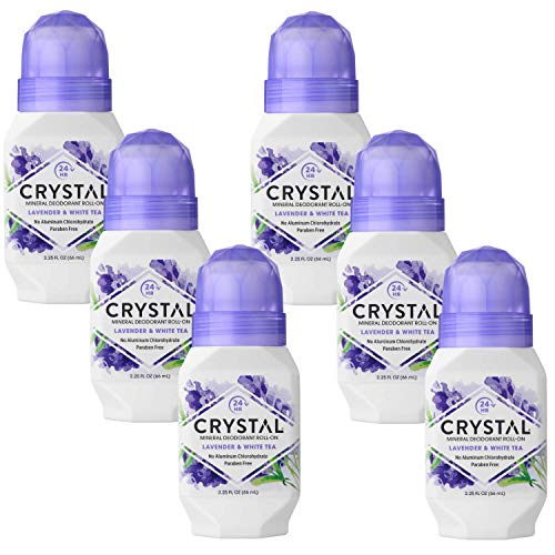 Crystal Mineral Deodorant Roll-On, Lavender & White Tea 2.25 oz (Pack of 6) Beauty and Personal Care Crystal Essence