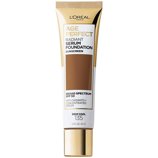 L'Oreal Paris Age Perfect Radiant Serum Foundation with SPF 50, Deep Cool, 1 Ounce