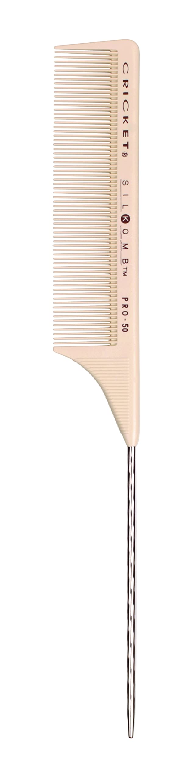 Cricket Silkomb Pro-50 Fine Tooth Rattail Comb for Hair - Precision Styling Tool with Seamless Teeth & Metal Tail for Sectioning, Weaving, and Smooth Beauty & Personal Care Cricket