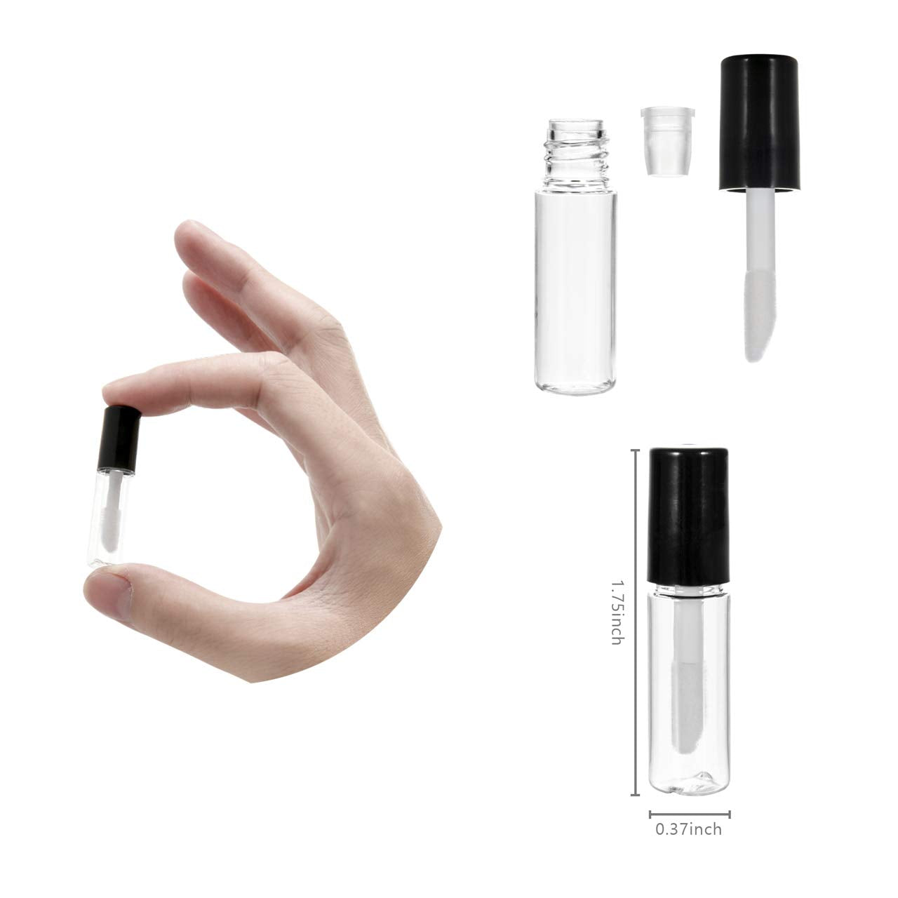 Beautyflier 20 Pack 1.5 ml Empty Lip Gloss Tubes Containers Clear Mini Refillable Lip Balm Bottles with Rubber Inserts for Lipstick Samples Travel DIY Beauty & Personal Care Beautyflier