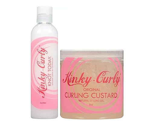 Kinky Curly Knot Today Leave In Conditioner/Detangler 8 oz + Curl Custard Gel 8 oz Beauty & Personal Care Kinky Curly