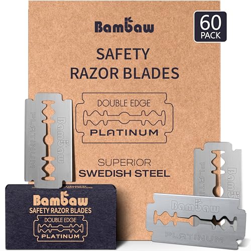 Bambaw Safety Razor Blades for Men & Women, 60 Pack, Double Edge Razor Blades Refills, Platinum Swedish Stainless Steel, Sharp & Long-Lasting Edge Beauty and Personal Care Bambaw Default Title