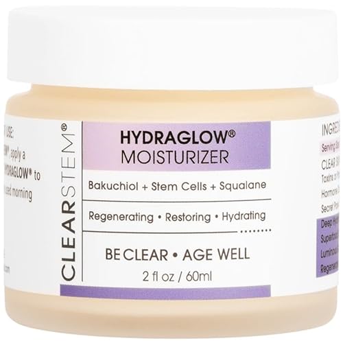 CLEARSTEM - HYDRAGLOW Stem Cell Moisturizer - Bakuchiol + Squalene - Youthful Skin Face Moisturizer - All Skin Types - Facial Skin Care Products Beauty & Personal Care CLEARSTEM