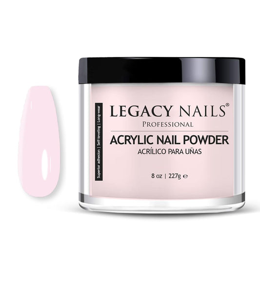 Legacy Nails Professional Pink Acrylic Powder, Net Wt. 8 oz. - French Manicures, Blending Cover Acrylics Nail Extension Colors, Natural Pink Finish
