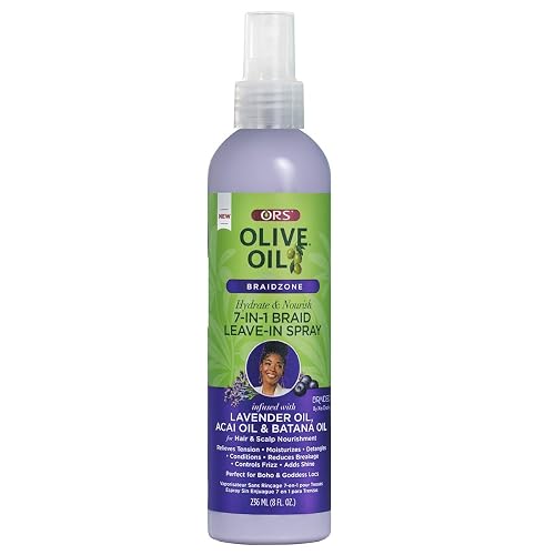 ORS Olive Oil Braidzone 7-In-1 Braid Leave-In Spray with Lavender, Acai & Batana Oil for Hair & Scalp Nourishment 8 Ounces Beauty & Personal Care ORS