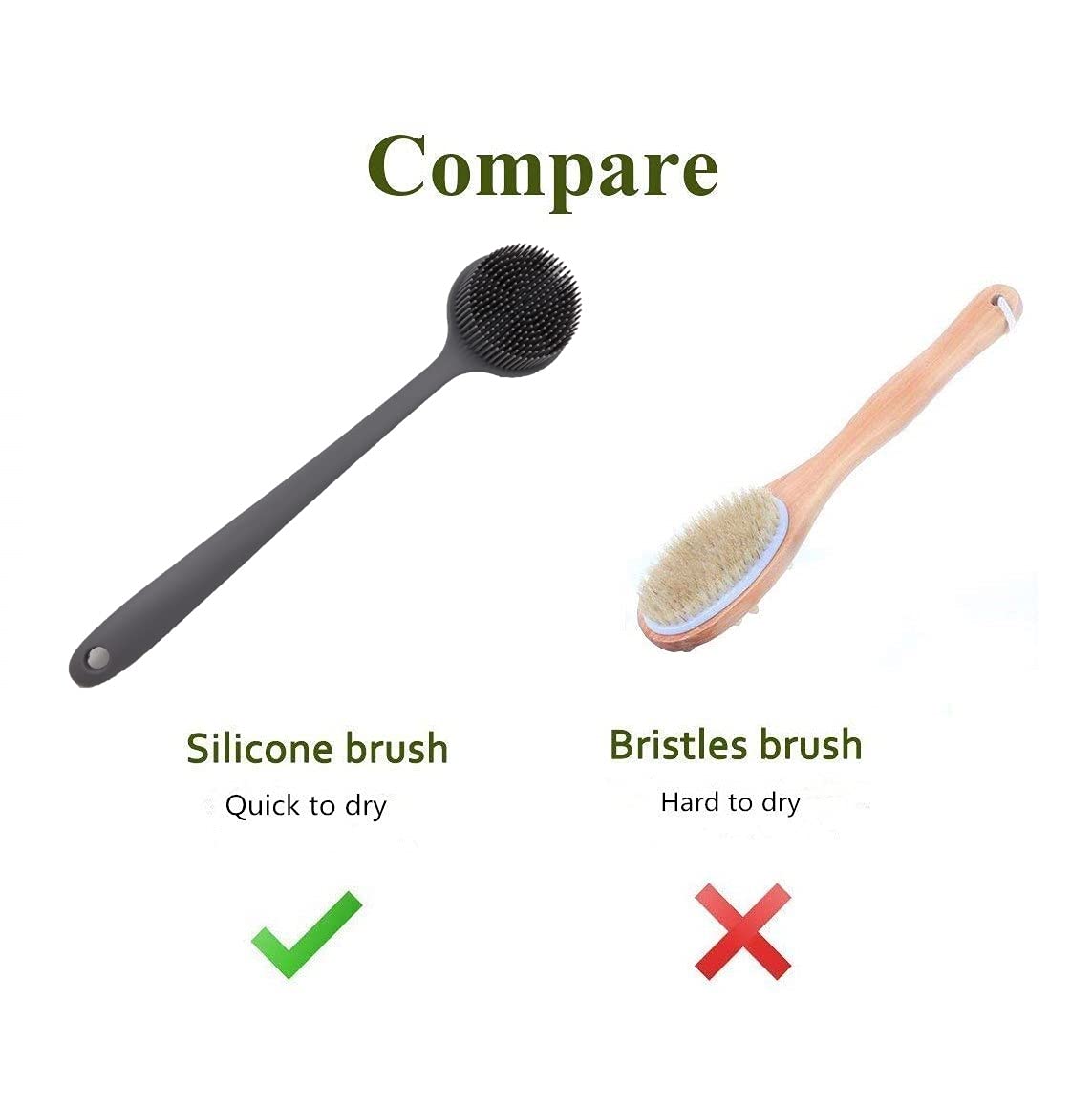 Cinlitek Silicone Body Scrubber - Long Handle Back Scrubber, Shower Exfoliator Beauty & Personal Care Cinlitek