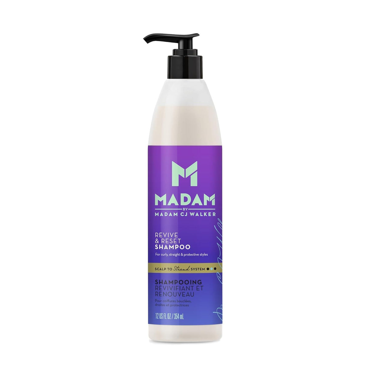 MADAM C.J. Walker, Revive & Reset Shampoo, Scalp to Strand System, Stronger Hair, 12 Fl. Oz.