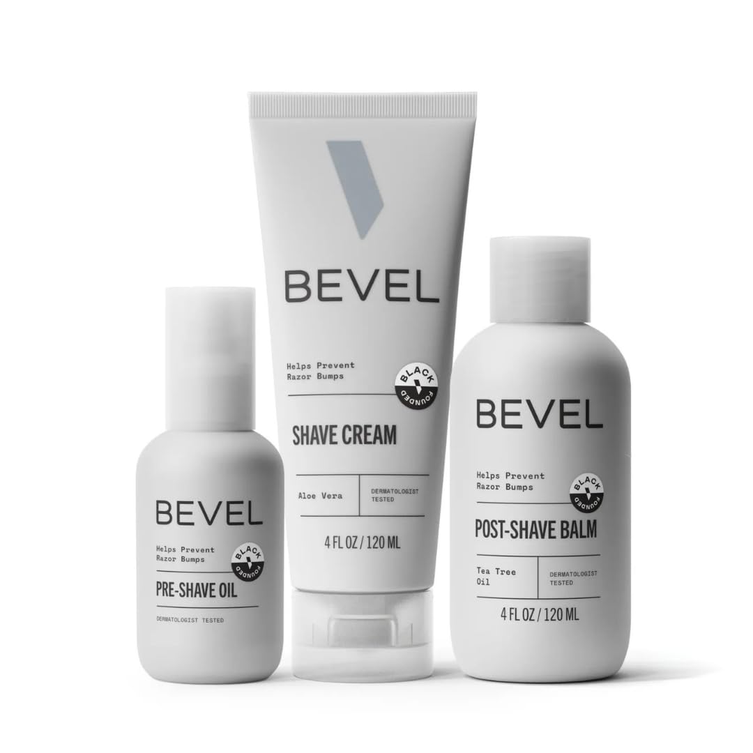 Bevel Shaving Kit for Men - Includes Pre Shave Oil, Shaving Cream, and After Shave Balm, Helps Reduce Skin Irritation and Prevent Razor Bumps Beauty and Personal Care Bevel