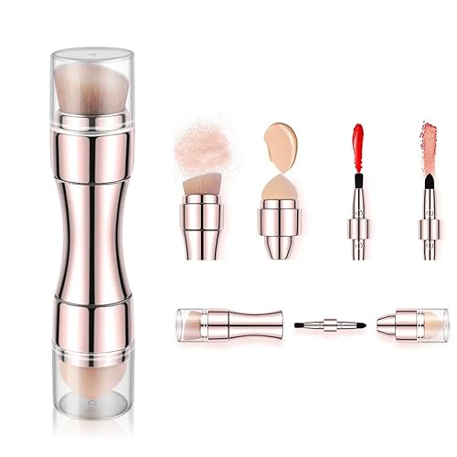 Bling Toman 4 in 1 Makeup Brush, Eyeshadow Eye Lip Face Concealing Blush Foundation Brush All in One Retractable Travel Size Makeup Brush Set (rose Beauty & Personal Care Bling Toman