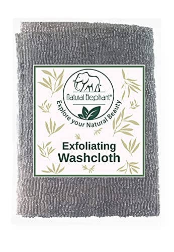 Natural Elephant Exfoliating Washcloth - Charcoal Grey Japanese Shower Scrubber for Body - Single Washcloth for Gentle Skin Exfoliation Beauty & Personal Care Natural Elephant