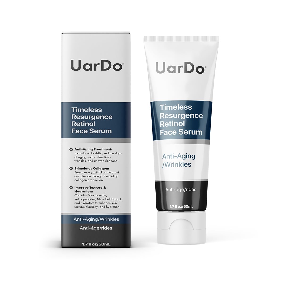 Uardo Timeless Resurgence Retinol Face Serum 1.7 Fl Oz/ 50ml - usn114 | For All Skin Types | Helps with Fine Lines, Wrinkles, & Uneven Skin Beauty & Personal Care Uardo