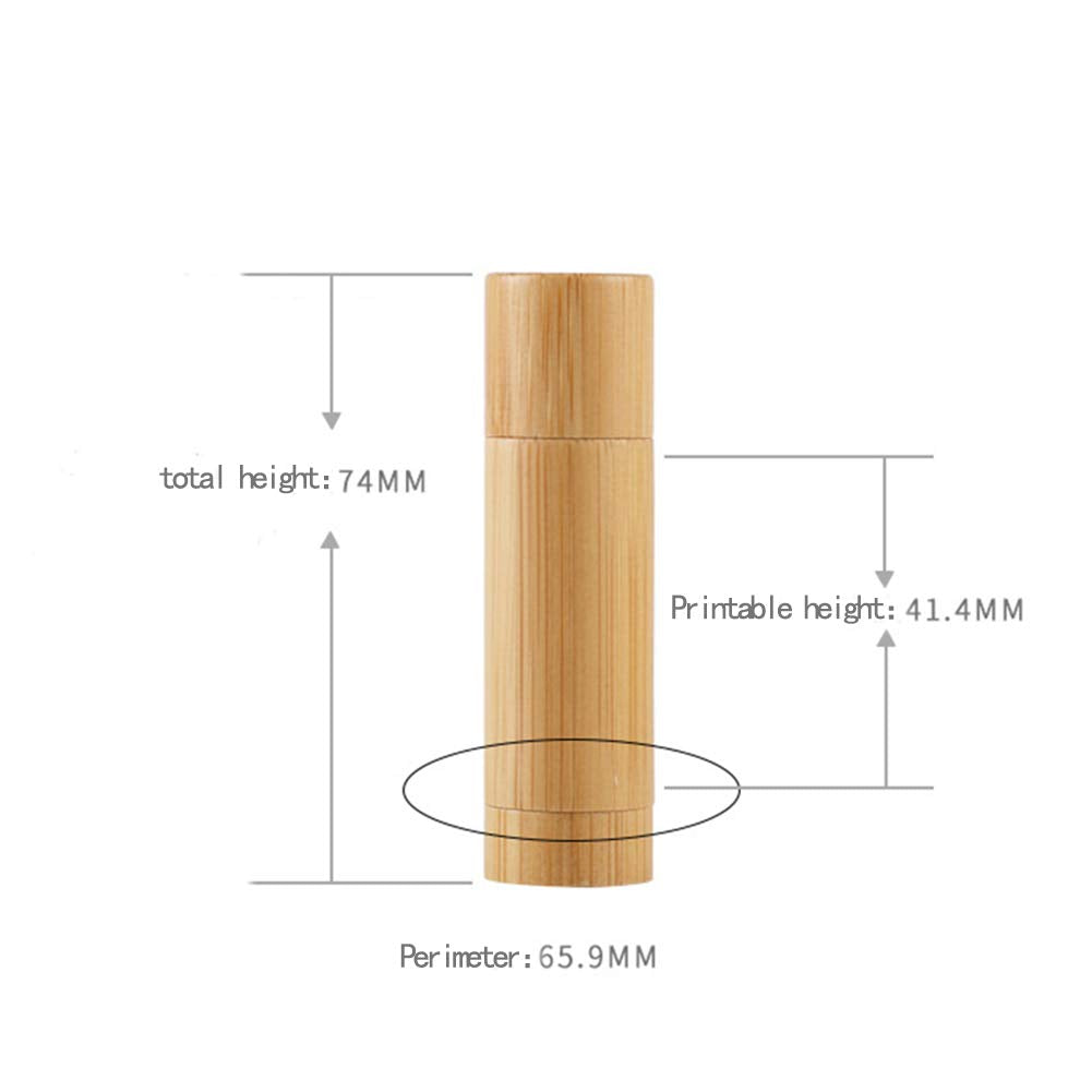 Natural Bamboo Lip Balm Tubes,5.5g Empty Refillable DIY Lipstick Tube Holder Deodorant Case For Cosmetic Lipstick Lip Gloss Containers with White PP Beauty & Personal Care Furnido