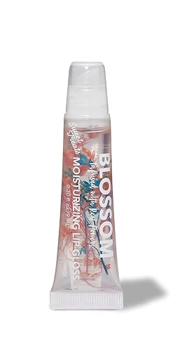 Blossom Lip Gloss Tubes, Cotton Candy Scented Thick Clear High Shine Moisturizing Flower Lip Gel with Nourishing Jojoba Seed Oil, Infused with Real Beauty & Personal Care Blossom