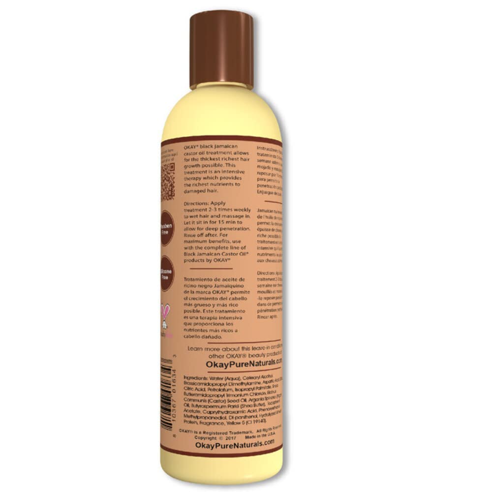 OKAY | Black Jamaican Castor Oil | Treatment for All Hair Types/Textures | Repair, Moisturize, Grow Healthy Hair | With Argan Oil & Shea Butter | Free Beauty & Personal Care OKAY