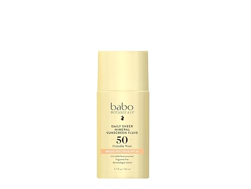 Babo Botanicals Daily Sheer Mineral Sunscreen Fluid SPF50 - Natural Zinc Oxide - Passion Fruit Oil - Fragrance Free - Ultra-Lightweight - For Face Beauty & Personal Care Babo Botanicals