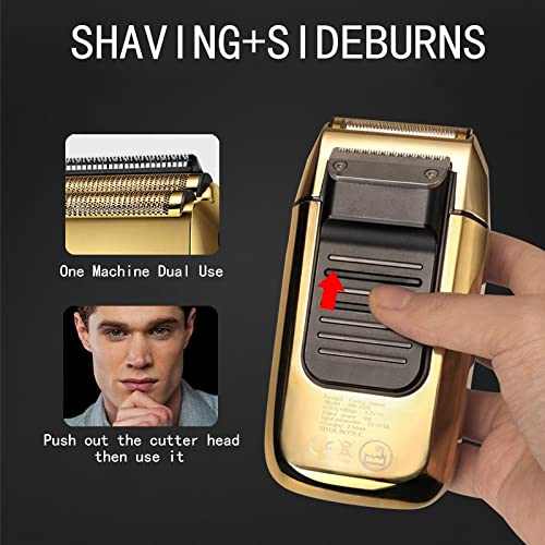 YMGSCC Electric Foil Shavers for Men All Metal 2 in 1 Trimmer LED Waterproof Shaving Machine 3-Speed Adjustable(E) Beauty and Personal Care YMGSCC