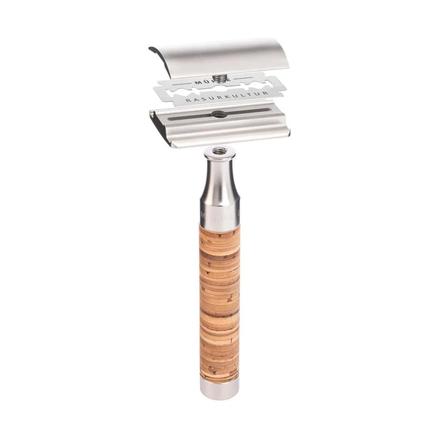 MÜHLE ROCCA Birch Bark & Stainless Steel 3-Piece Shaving Set - Silvertip Badger Brush, Safety Razor & Stand - Safety Razor Kit & Shaving Kit, Straight Beauty and Personal Care MÜHLE
