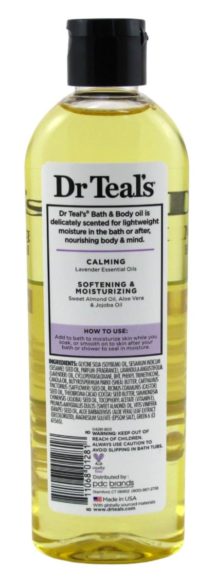 Dr. Teals Soothing Lavender Bath & Body Oil Gift Set (2 Pack, 8.8oz ea.) - Aloe Vera, Almond Oil, & Jojoba Essential Oils Soften & Moisturize Skin Beauty and Personal Care Dr Teal's