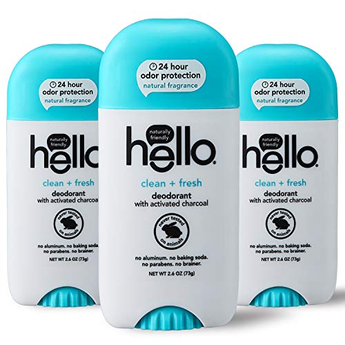 hello Activated Charcoal Fresh and Clean Deodorant for Women and Men, Aluminum Free, Baking Soda Free, Parabens Free, 24 Hour Protection, 2.6 Ounce Beauty and Personal Care hello