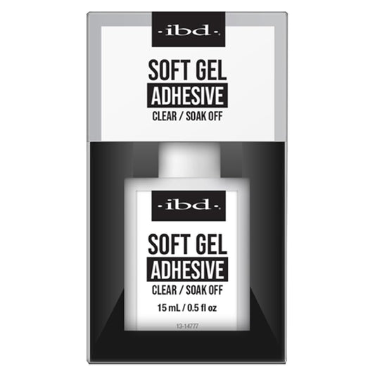 IBD Soft Gel Nail Adhesive - Clear Gel Nail Glue for Fake Nails, Tips, & Acrylic Extensions, Durable, Easy Soak-Off Bond, 0.5 fl oz